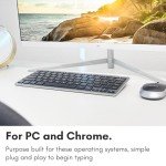 Macally Small Wireless Keyboard | Mini Keyboard for PC - Slim, Quiet & Portable for Laptop, Desktop PC, Surface, Chromebook - Space Gray