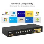 CKLau 6 Port Rack Mount KVM Switch HDMI 2.0 4K60Hz with Audio, 2 pcs USB 3.0 Peripheral Hub, and Cables for 6 Computers 1 Monitor Supports Hotkey, IR Remote, Wired Remote, Manual Switching