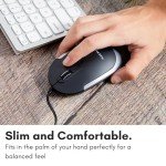 Macally Silent Wired Mouse - Slim & Compact USB Mouse for Apple Mac or Windows PC Laptop/Desktop - Designed with Optical Sensor & DPI Switch - Simple & Comfortable Wired Computer Mouse (Space Gray)