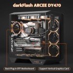 darkFlash Full-Tower ATX Gaming PC Case, Back Plug-in Motherboard, Dual-Chamber, Panoramic Glass, Up to 2 x 360mm Radiators, RTX 40 Compatible(DY470) (4 PWM ARGB Fans, Black)