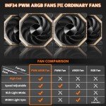 darkFlash Full-Tower ATX Gaming PC Case, Back Plug-in Motherboard, Dual-Chamber, Panoramic Glass, Up to 2 x 360mm Radiators, RTX 40 Compatible(DY470) (4 PWM ARGB Fans, Black)