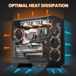 darkFlash Full-Tower ATX Gaming PC Case, Back Plug-in Motherboard, Dual-Chamber, Panoramic Glass, Up to 2 x 360mm Radiators, RTX 40 Compatible(DY470) (4 PWM ARGB Fans, Black)