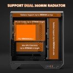 darkFlash Full-Tower ATX Gaming PC Case, Back Plug-in Motherboard, Dual-Chamber, Panoramic Glass, Up to 2 x 360mm Radiators, RTX 40 Compatible(DY470) (4 PWM ARGB Fans, Black)