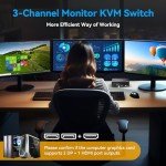 ATLAHET 8K HDMI 2 Displayport KVM Switch 3 Monitors 2 Computers DP 1.4 8K 60Hz 4K 120Hz Display Port for Two PC Share Triple Monitor and 4 USB 3.0 Peripherals Support Extended and Duplicate Mode