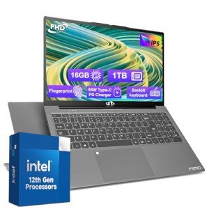 15.6-FHD-Laptop Student-Laptop, 16GB RAM 1TB SSD, Intel Pentium Quad-Core N100 Processor (Up to 3.4GHz) Backlit Keyboard Fingerprint WiFi 6 BT5.2 Business-Laptop, 2 Years Warranty Windows 11 Laptop