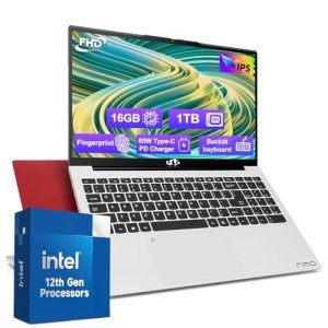 15.6-FHD-Laptop Student-Laptop, 16GB RAM 1TB SSD, Intel Pentium Quad-Core N100 Processor (Up to 3.4GHz) Backlit Keyboard Fingerprint WiFi 6 BT5.2 Business-Laptop, 2 Years Warranty Windows 11 Laptop