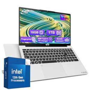 15.6-FHD-Laptop Student-Laptop, 16GB RAM 1TB SSD, Intel Pentium Quad-Core N100 Processor (Up to 3.4GHz) Backlit Keyboard Fingerprint WiFi 6 BT5.2 Business-Laptop, 2 Years Warranty Windows 11 Laptop
