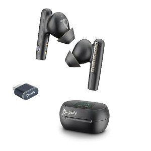 Poly Voyager Free 60+ UC True Wireless Earbuds (Plantronics) – Noise-Canceling Mics for Clear Calls – ANC – Touchscreen Charge Case –Works w/iPhone, Android, PC/Mac – Teams Certified– Amazon Exclusive