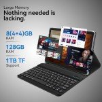 2024 Tablet 10.1 Inch 2 in 1 Android Tablet with keyboard Octa-Core 8(4+4 Virtual)+128GB Storage 1TB Expandable, 13+8MP Camera, Latest Tablets PC with Case Mouse Stylus Support 5G WiFi, IPS FHD Screen