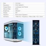 GeeekPi 12.6 Inch IPS LCD Touch Screen Monitor FHD 1920x515 Display, Fit for Hyte Y60 PC Case CPU GPU Secondary Monitor Panel, Built-in Dual Speakers, Plug & Play,with up to 10-Points of Multi-Touch