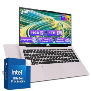 15.6-FHD-Laptop Student-Laptop, 16GB RAM 1TB SSD, Intel Pentium Quad-Core N100 Processor (Up to 3.4GHz) Backlit Keyboard Fingerprint WiFi 6 BT5.2 Business-Laptop, 2 Years Warranty Windows 11 Laptop