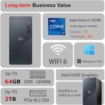 Dell Inspiron Business Desktop | Intel Core i7-12700 Processor (12 cores, 4.9 GHz)| 64GB RAM & 1TB PCIe SSD & 1TB HDD|HDMI, USB-C, Wi-Fi 6, Bluetooth, RJ-45| Keyboard & Mouse Included| Windows 11 Pro