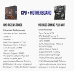 INLAND AMD Ryzen 5 7600X CPU Processor with MSI B650 Gaming Plus WiFi Gaming Motherboard(AM5, ATX, DDR5, PCIe 4.0, Wi-Fi 6E), Soly by Micro Center