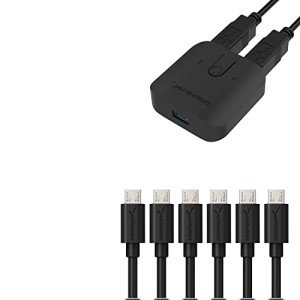SABRENT USB 3.0 Sharing Switch and Hub for Multiple Computers and Peripherals with 3-Port Aluminum Mini USB 3.0 Hub and 6-Pack 3ft Micro USB Cables