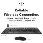 Macally Small Wireless Keyboard and Mouse Combo for PC - an Essential Work Duo - 2.4G - 78 Compact Key Cordless Mouse and Keyboard Combo with Mini Body and Quiet Click