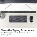 Macally Small Wireless Keyboard and Mouse Combo for PC - an Essential Work Duo - 2.4G - 78 Compact Key Cordless Mouse and Keyboard Combo with Mini Body and Quiet Click