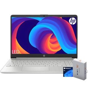 HP 15 Laptop for Home or Work, Intel Celeron N4120 Processor, 15.6" HD LED Display, 16GB RAM, 256GB SSD, SD Card Reader, HDMI, Webcam, WiFi, Bluetooth, Windows 11 Pro, WOWPC Recovery USB