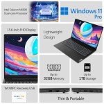 Lenovo V15 Laptop, Intel Celeron N4500 Processor, 15.6" FHD 1920x1080 Anti-Glare LED Display, 16GB RAM, 256GB PCIe SSD, Ethernet Port RJ-45, WiFi 6 & Bluetooth 5.2, Windows 11 Pro, WOWPC Recovery USB