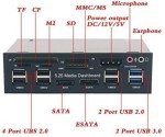 eoocvt 5.25 inch Multi-Function USB 3.0 Hub CF TF M2 SD MS Card Reader CD-ROM Front Panel Media Dashboard SATA eSATA Audio Headphone Mic Computer Peripherals