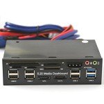 eoocvt 5.25 inch Multi-Function USB 3.0 Hub CF TF M2 SD MS Card Reader CD-ROM Front Panel Media Dashboard SATA eSATA Audio Headphone Mic Computer Peripherals