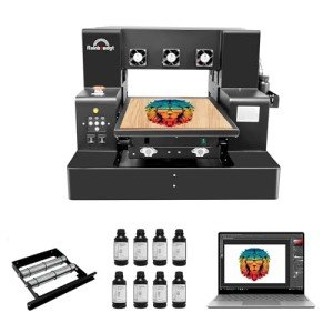 UV Printer Machine with Computer XP600 A3 Multifunction Flatbed Printers with Bottle Holder for Acrylic Metal Golf Bottle Phone Case and More