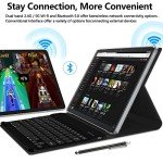 2025 Latest 2 in 1 Tablet 128GB Storage+1TB Expand 10 inch Tablets, 2.4G&5G WIFI Tablet PC, Android 14 Tablet with Keyboard, Octa Core HD Touchscreen 13MP Dual Camera GMS Tablet with Case Mouse (Gray)