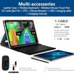 2025 Latest 2 in 1 Tablet 128GB Storage+1TB Expand 10 inch Tablets, 2.4G&5G WIFI Tablet PC, Android 14 Tablet with Keyboard, Octa Core HD Touchscreen 13MP Dual Camera GMS Tablet with Case Mouse (Gray)