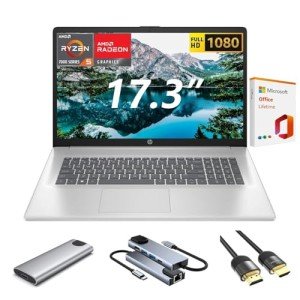 HP 2025 17 inch Laptop Business, 17.3" IPS FHD Display, AMD Ryzen 5 Processor (Beats i7-1165G7), 32GB RAM, 1TB SSD, WiFi 6, Copilot, w/Accessory, with 2019 Lifetime Office, Windows 11 Home