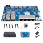 youyeetoo Banana Pi BPI R4 WiFi 7 Router Single Board Computer - Assembled, 4GB RAM, 8GB eMMC, MediaTek MT7988A Chip, 2X 10Gbe SFP Slots, 4X Gbe Ports, Metal Case (Wi-Fi 7 Paket Bulk)