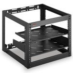 Pyle 10U Open Frame Server Rack - Wall Mount Network Rack for Servers, Networking & AV Gear - Heavy-Duty 19" Equipment, Includes 1U & 2U Vented Shelves for Airflow, Lockable Wheels - 440 lbs Capacity