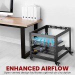 Pyle 10U Open Frame Server Rack - Wall Mount Network Rack for Servers, Networking & AV Gear - Heavy-Duty 19" Equipment, Includes 1U & 2U Vented Shelves for Airflow, Lockable Wheels - 440 lbs Capacity