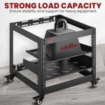 Pyle 10U Open Frame Server Rack - Wall Mount Network Rack for Servers, Networking & AV Gear - Heavy-Duty 19" Equipment, Includes 1U & 2U Vented Shelves for Airflow, Lockable Wheels - 440 lbs Capacity