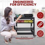 Pyle 10U Open Frame Server Rack - Wall Mount Network Rack for Servers, Networking & AV Gear - Heavy-Duty 19" Equipment, Includes 1U & 2U Vented Shelves for Airflow, Lockable Wheels - 440 lbs Capacity