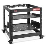 Pyle 10U Open Frame Server Rack - Wall Mount Network Rack for Servers, Networking & AV Gear - Heavy-Duty 19" Equipment, Includes 1U & 2U Vented Shelves for Airflow, Lockable Wheels - 440 lbs Capacity