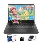 HP Student Business Laptop Computer - w/Microsoft Office Lifetime & Free CD/DVD Drive • 16GB RAM • 128GB eMMC & 256GB Extend Micro SD • Intel 4-Core Processor • HD Display • Win11 Pro(Black)