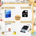 HP Student Business Laptop Computer - w/Microsoft Office Lifetime & Free CD/DVD Drive • 16GB RAM • 128GB eMMC & 256GB Extend Micro SD • Intel 4-Core Processor • HD Display • Win11 Pro(Black)