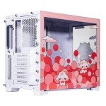 Velztorm Bubble Cow Pink Limited Edition Art Aluminum Tempered Glass O11 Dynamic Mini Snow White Gaming Computer Case, Supports Mini-ITX, Micro-ATX, and ATX Motherboard Sizes, O11D Mini-S
