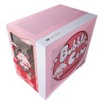Velztorm Bubble Cow Pink Limited Edition Art Aluminum Tempered Glass O11 Dynamic Mini Snow White Gaming Computer Case, Supports Mini-ITX, Micro-ATX, and ATX Motherboard Sizes, O11D Mini-S