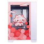 Velztorm Bubble Cow Pink Limited Edition Art Aluminum Tempered Glass O11 Dynamic Mini Snow White Gaming Computer Case, Supports Mini-ITX, Micro-ATX, and ATX Motherboard Sizes, O11D Mini-S
