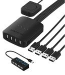 SABRENT USB 2.0 Sharing Switch up to 4 Computers and Peripherals LED Device Indicators + 4-Port USB 2.0 Hub with Individual LED lit Power Switches