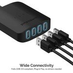 SABRENT USB 2.0 Sharing Switch up to 4 Computers and Peripherals LED Device Indicators + 4-Port USB 2.0 Hub with Individual LED lit Power Switches