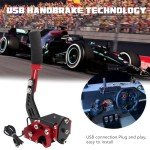 YESHMA 64 Bit USB Handbrake PC Handbrake Compatible With G25/27/29 G920 T500 T300,Professional Gaming Peripherals using for Racing Games(Red without Clamp)