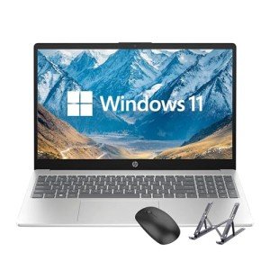 HP 15.6 inch Laptop, Intel i5 Processor Up to 4.4 GHz, 32GB RAM, 1TB SSD, HD Touch Screen, Intel Iris Xe Graphics, Windows 11 Home, Webcam, Wi-Fi, Bluetooth, Natural Silver, Alpacatec Accessories