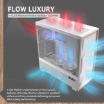 Antec Flux Pro White, 6 x PWM Fans Included, High-Airflow Front Panel with Birch Wood, iShift PSU 90° Mount, USB3.0 x 2, Type-C, 420mm Radiator Support, Temp. Display, Full-Tower E-ATX PC Case