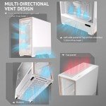 Antec Flux Pro White, 6 x PWM Fans Included, High-Airflow Front Panel with Birch Wood, iShift PSU 90° Mount, USB3.0 x 2, Type-C, 420mm Radiator Support, Temp. Display, Full-Tower E-ATX PC Case