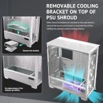 Antec Flux Pro White, 6 x PWM Fans Included, High-Airflow Front Panel with Birch Wood, iShift PSU 90° Mount, USB3.0 x 2, Type-C, 420mm Radiator Support, Temp. Display, Full-Tower E-ATX PC Case