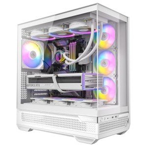 Antec C7 ARGB White, RTX 40 GPU Support, 4 x 120mm ARGB PWM Fans Included, Vertical Cooling, Type-C 10Gbps, Seamless Tempered Glass Front & Side Panels, 360mm Radiator Support, Mid-Tower E-ATX PC Case