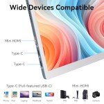 Jhcztrk OLED Touchscreen Portable Monitor 10.5 inch 2.5K UHD 2560X1600 Metal Bezel 100% DCI-P3, Mini USB-C HDMI Slim External Monitor for Laptop PC Mobile Mac Xbox PS4/PS5 Switch with Protective Case