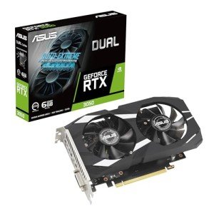 ASUS Dual NVIDIA GeForce RTX 3050 6GB Gaming Graphics Card - PCIe 4.0, 6GB GDDR6 Memory, HDMI 2.1, DisplayPort 1.4a, Native DVI-D, 2-Slot Design, Steel Bracket, IP5X Rating, GPU Tweak III
