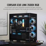 CORSAIR iCUE Link 3500X RGB Mid-Tower ATX PC Case – Panoramic Tempered Glass – Reverse Connection Motherboard Compatible – 3X CORSAIR iCUE Link RX120 RGB Fans Included – Black